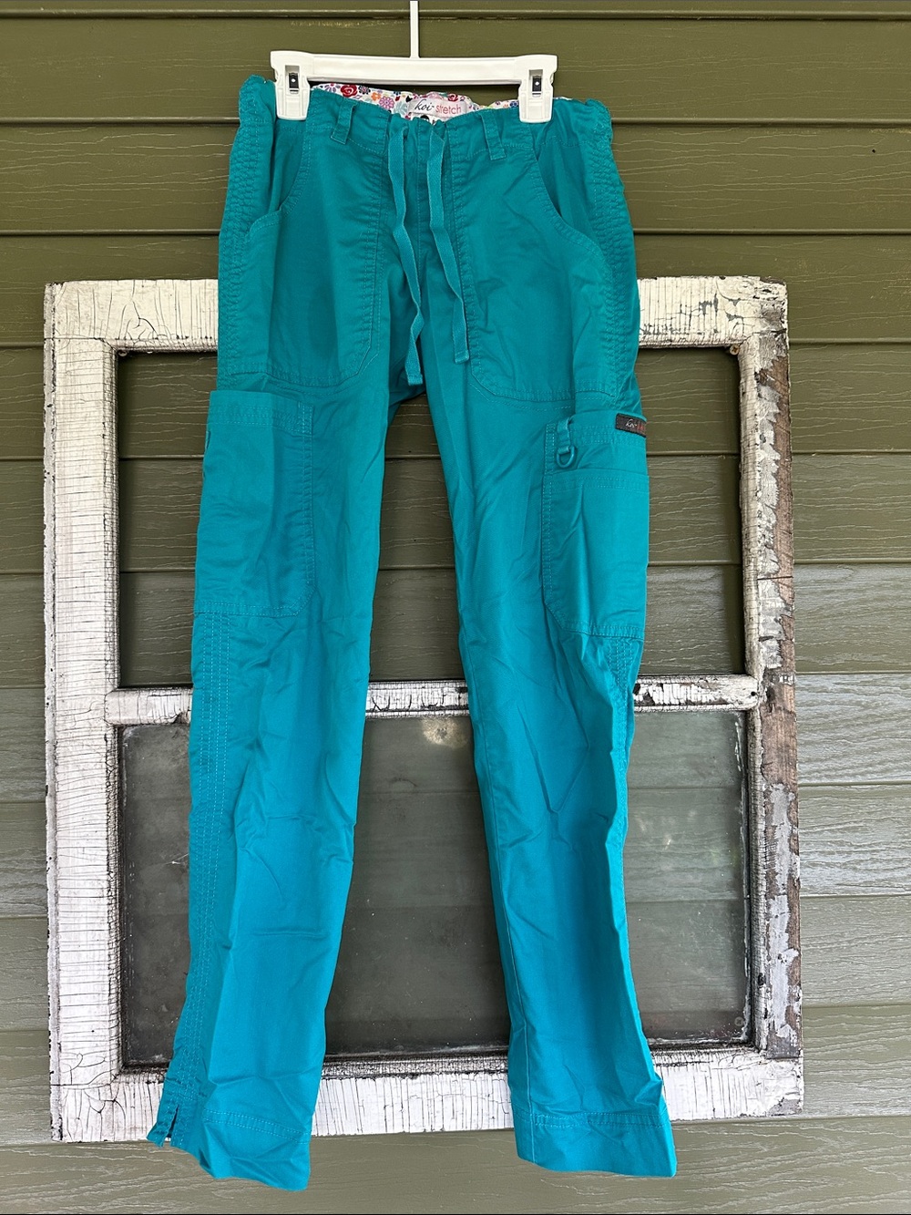 koi Teal Cargo Scrub Pants